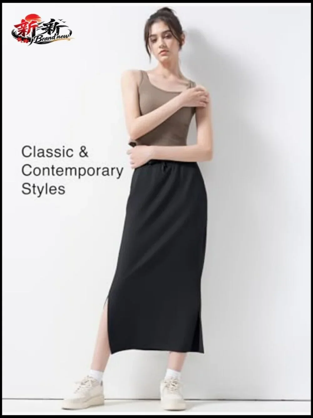 Midi Length Athletic Skirt High Waist Tennis Skort with Pockets